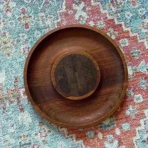Vintage Dansk round wood serving tray